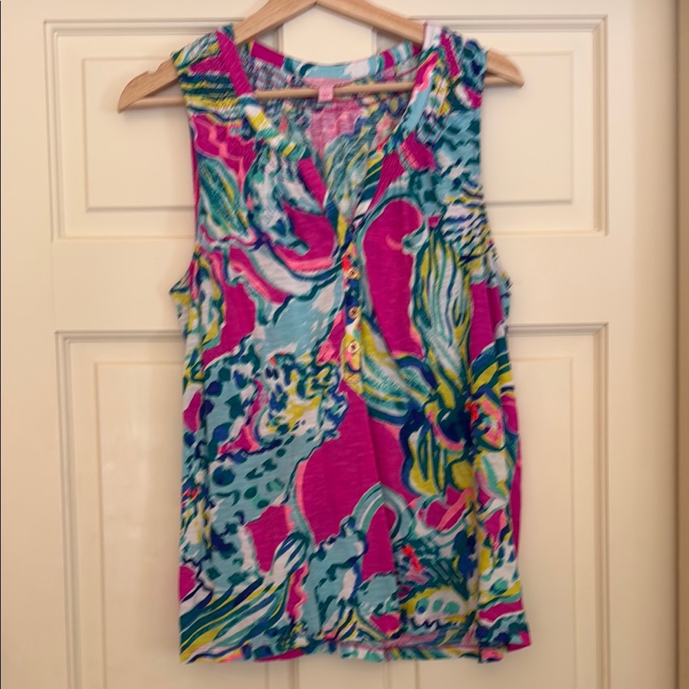 Lilly Pulitzer Pink and Blue Sleeveless Elsa Top